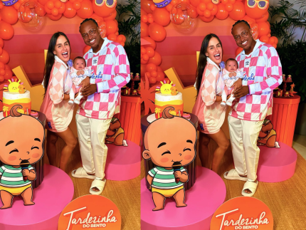 Tardezinha do Bento Thiaguinho e Carol fazem festa pro filho