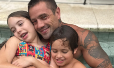 Apos disputa judicial Rafael Cardoso reaparece com os filhos e