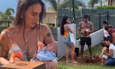 Clara Maia e Andre Coellho reunem os filhos em cerimonia