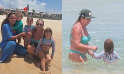 Filhos de Virginia aproveitam dia de praia no Rio com