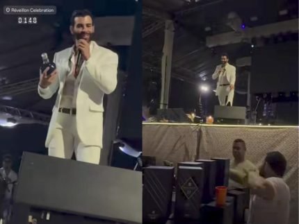 Gusttavo Lima ganha uisque de presente em show e brinca