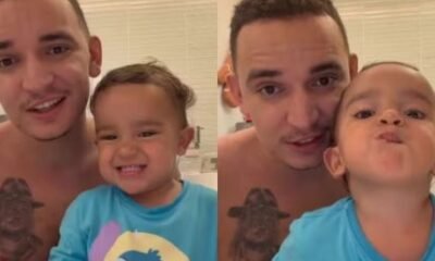 Joao Gomes se emociona ao ver o filho cantando sua