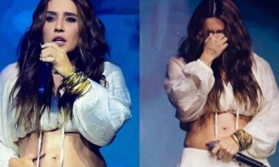 Lauana Prado anuncia gravidez apos show no Rio e comemora