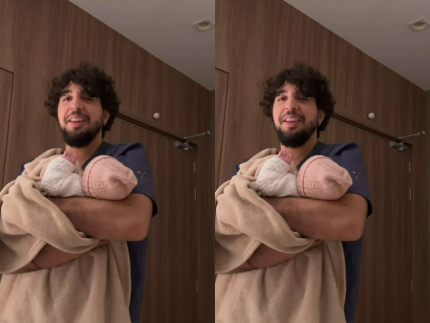 Nattan tenta fazer filha parar de chorar mas sem sucesso