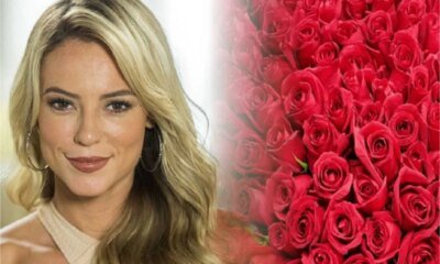 Paolla Oliveira recebe caminhao de rosas vermelhas mas nome de
