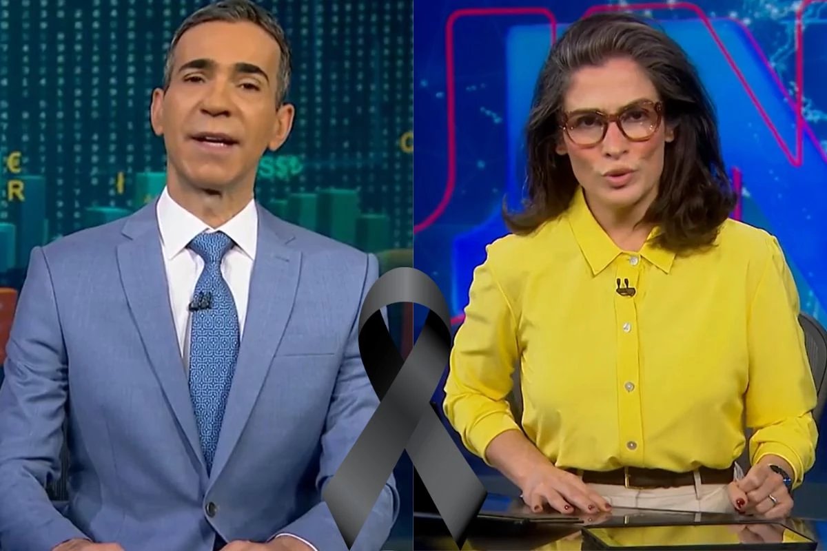 Renata Vasconcellos e Cesar Tralli noticiam no JN incendio que