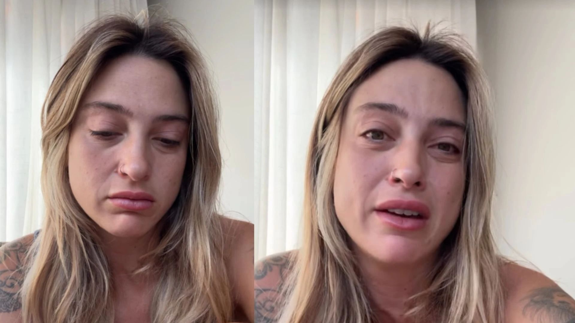 Tati Dias chora ao falar sobre fim de noivado.webp