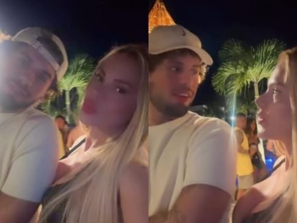 Ze Felipe aparece com loira em festa pos Reveillon e brincam
