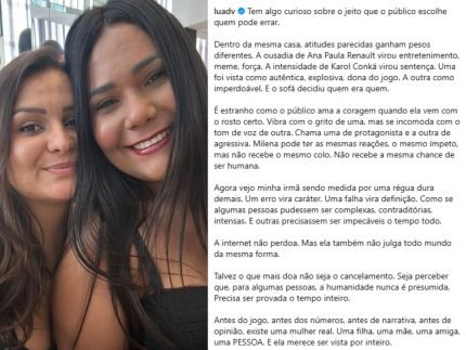 1772055415 Apos criticas no BBB26 irma de Chaiany sai em sua
