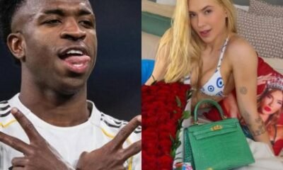 Com gols e V na mao Vini Jr homenageia Virginia