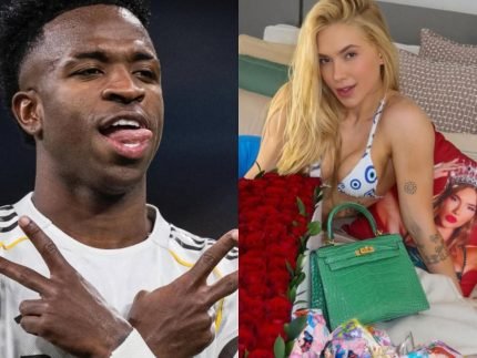 Com gols e V na mao Vini Jr homenageia Virginia