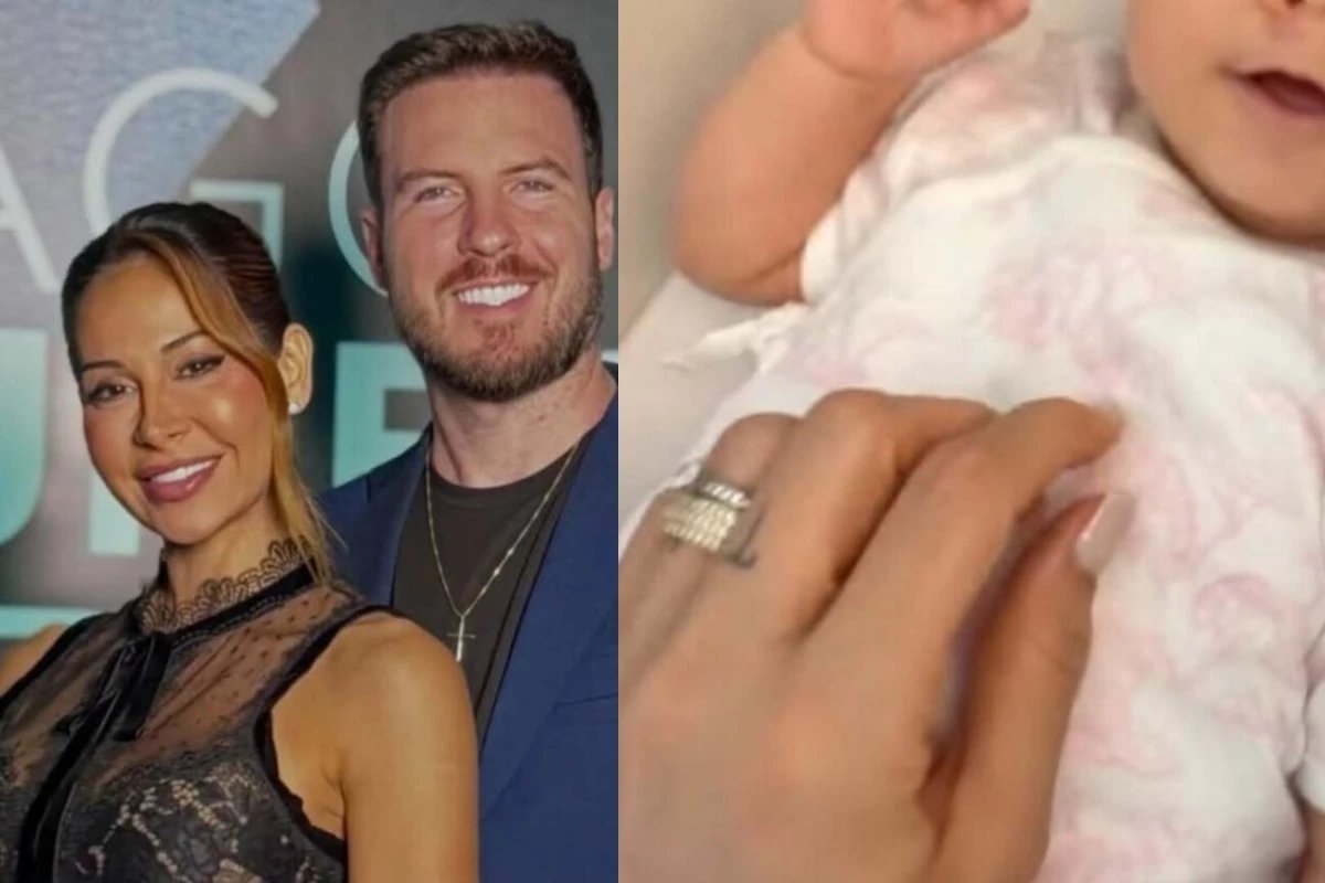 Detalhe no rosto da filha de Thiago Nigro e Maira