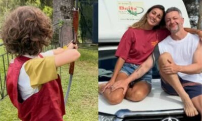 Ex marido de Sandy posta foto rara do filho e tambem