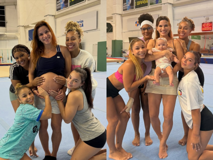 Jade Barbosa leva filha a centro de treinamento e faz