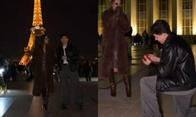 Leo Foguete surpreende namorada com pedido de casamento aos pes