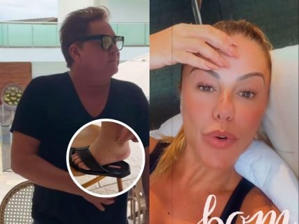 Leonardo culpa a cachaca por pe inchado e diverte Poliana