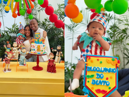 Thiaguinho e Carol Peixinho comemoram cinco meses de Bento em