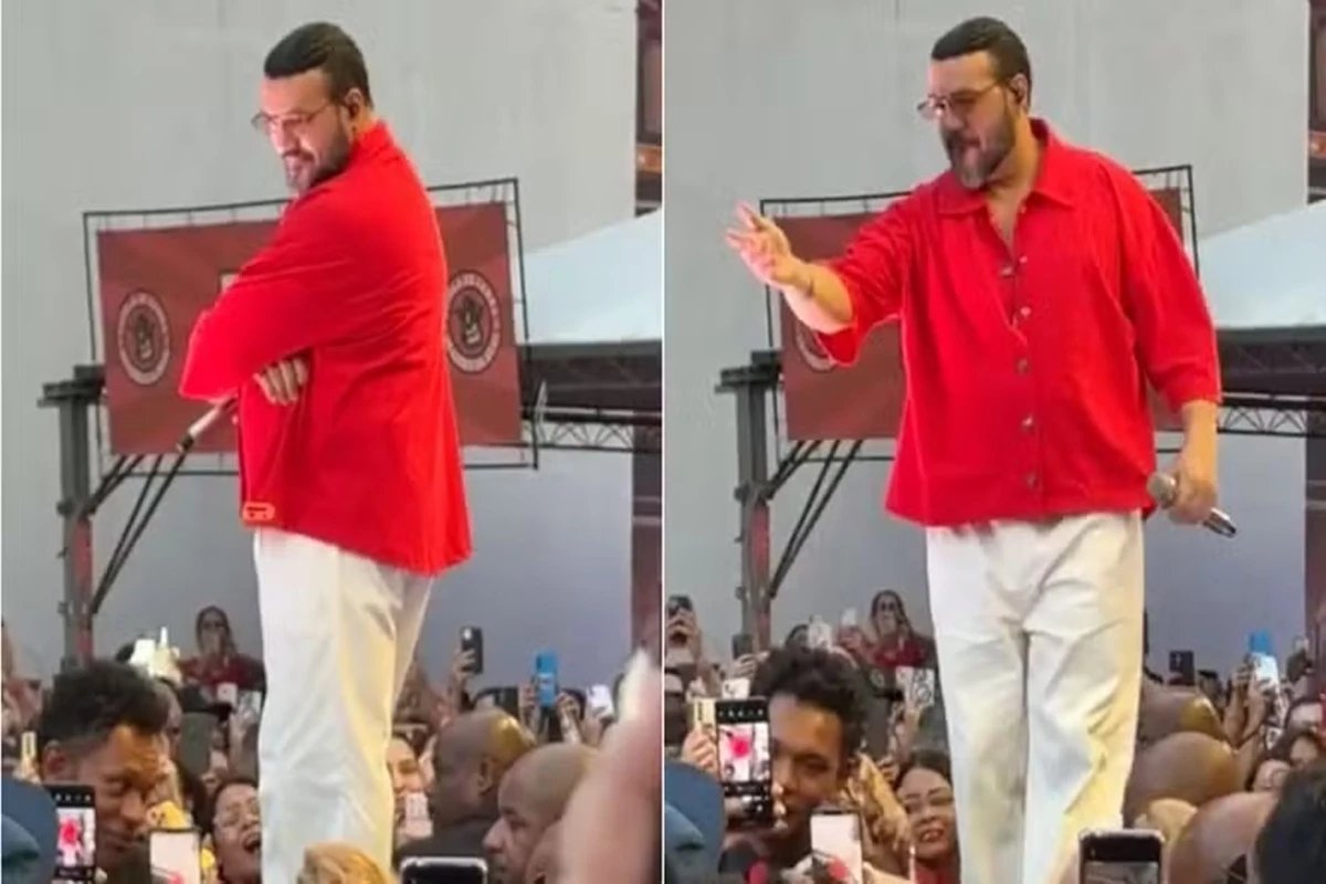 Belo reage apos publico pedir volta com Viviane Araujo durante