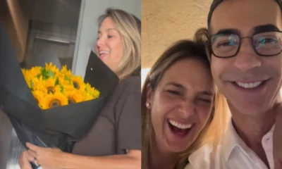 Cesar Tralli mostra reacao de Tici Pinheiro ao presentea la.webp