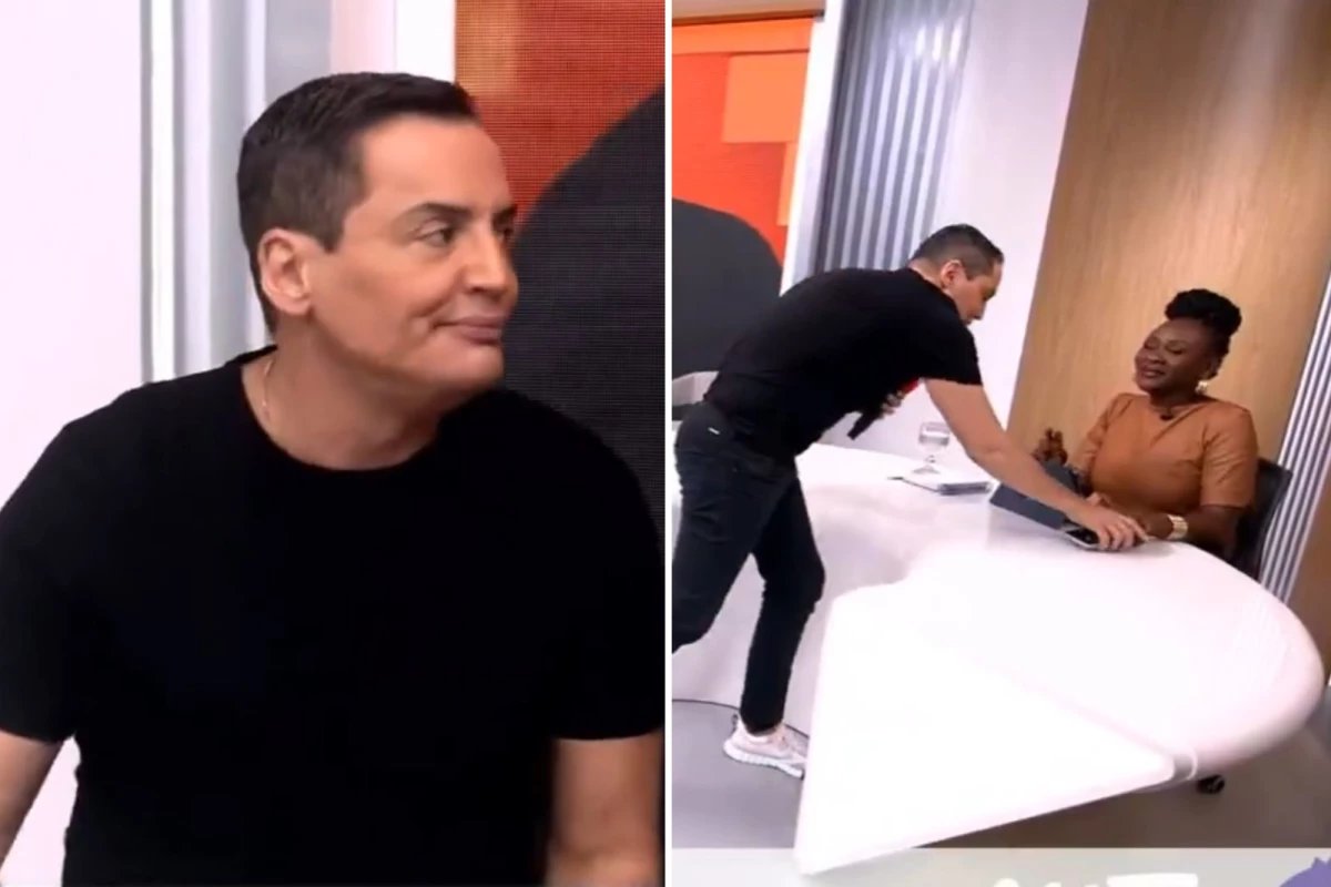 Climao Leo Dias perde a paciencia com funcionaria toma celular