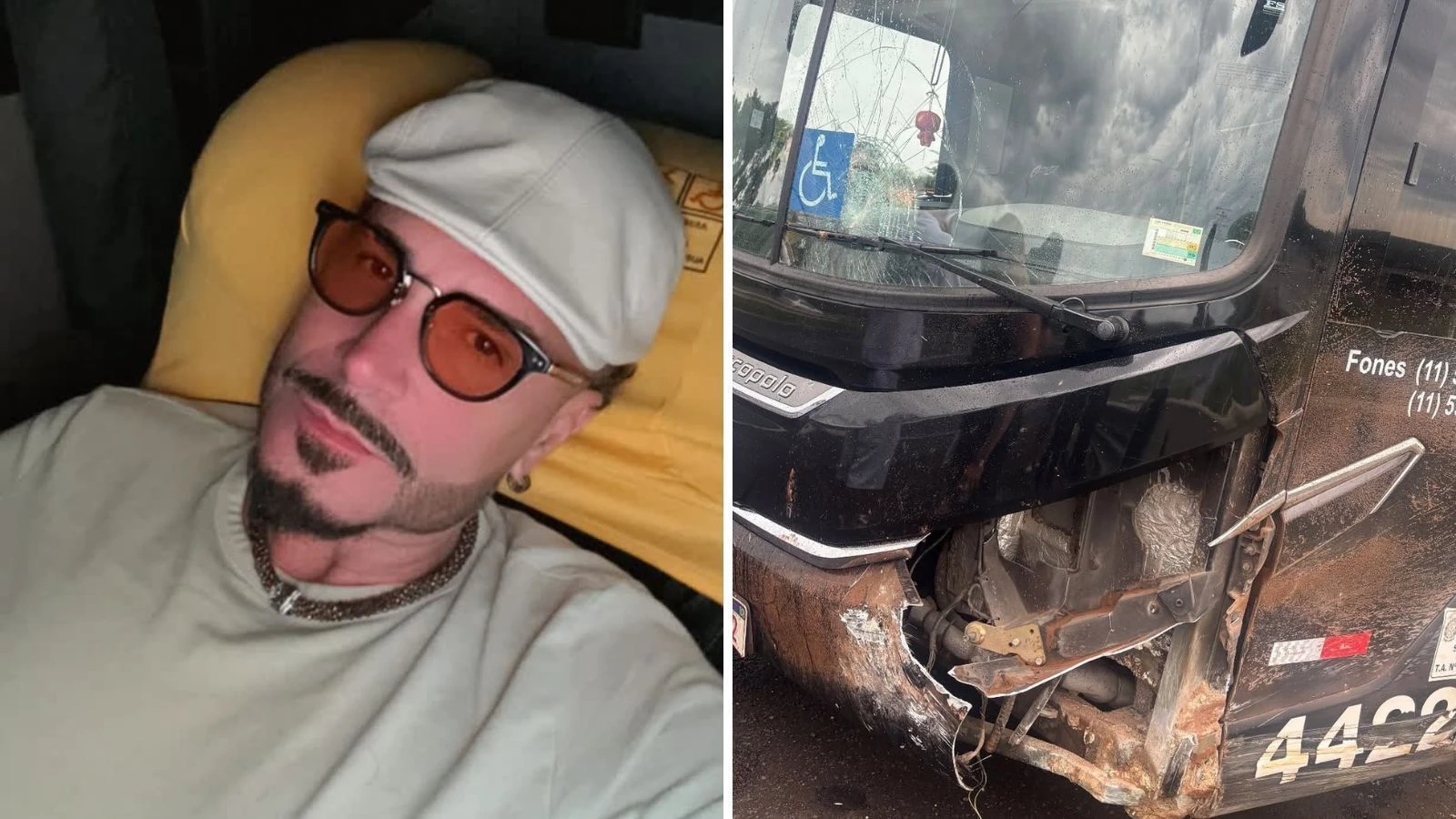 Latino e equipe sofrem acidente de onibus no interior.webp