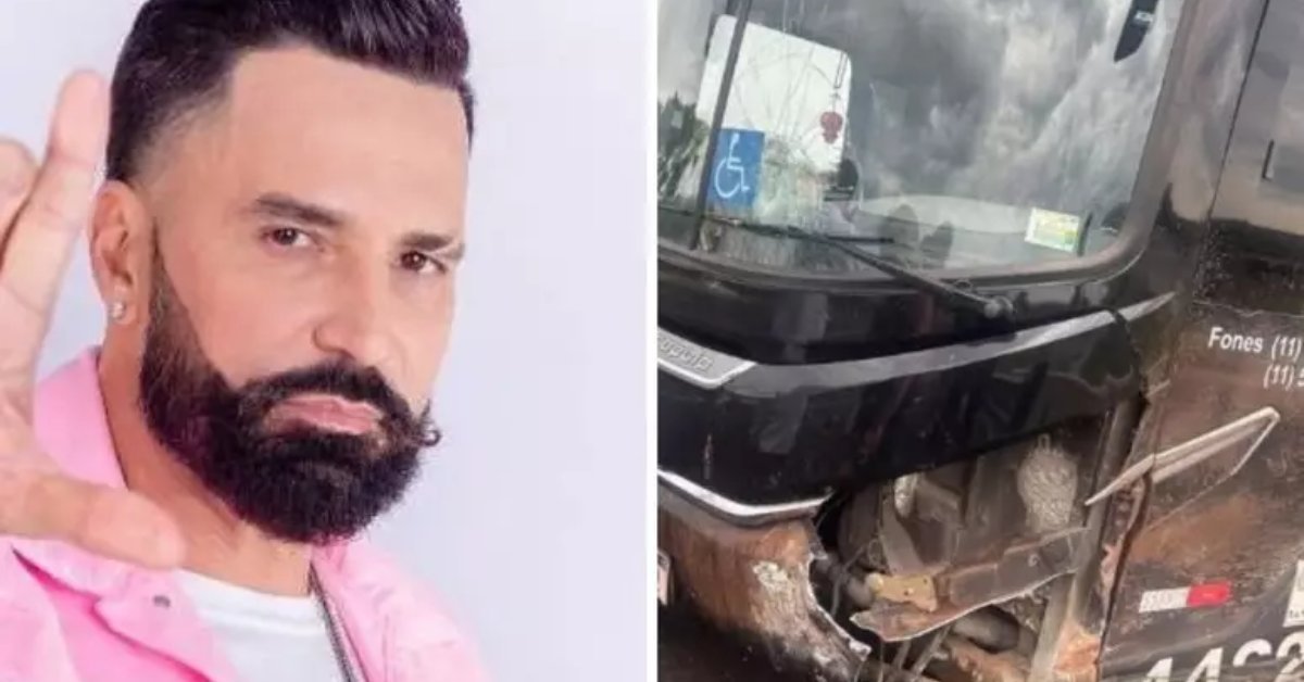 Latino e sua equipe sofrem acidente de onibus na rodovia
