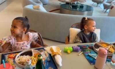 Neymar mostra almoco de princesas das filhas Mavie e Helena