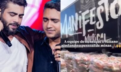 Solidariedade Henrique e Juliano enviam carreta com doacoes de alimentos