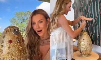 Ana Paula Siebert ignora criticas e abre ovo de Pascoa