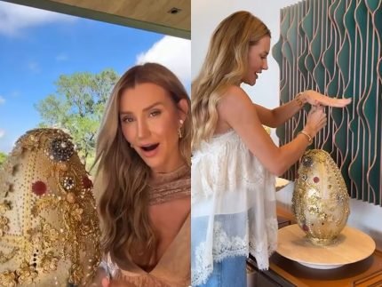 Ana Paula Siebert ignora criticas e abre ovo de Pascoa