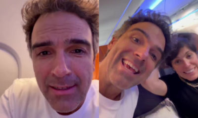 Apos o BBB26 Tadeu Schmidt celebra ferias com a esposa