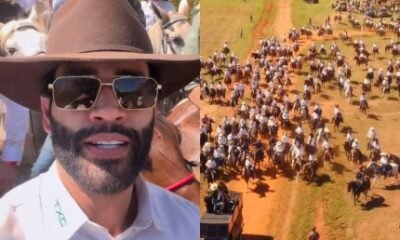 Moda cavalo e multidao Gusttavo Lima estreia a Cavalgada do