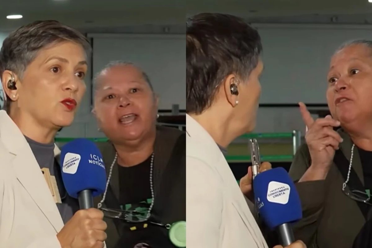 Mulher invade transmissao acusa jornalista de fake news e ouve