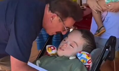 Neto de Ratinho diagnosticado com hidrocefalia completa 8 anos e