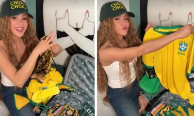 Vestindo bone de Choka Choka Shakira posta video com.webp