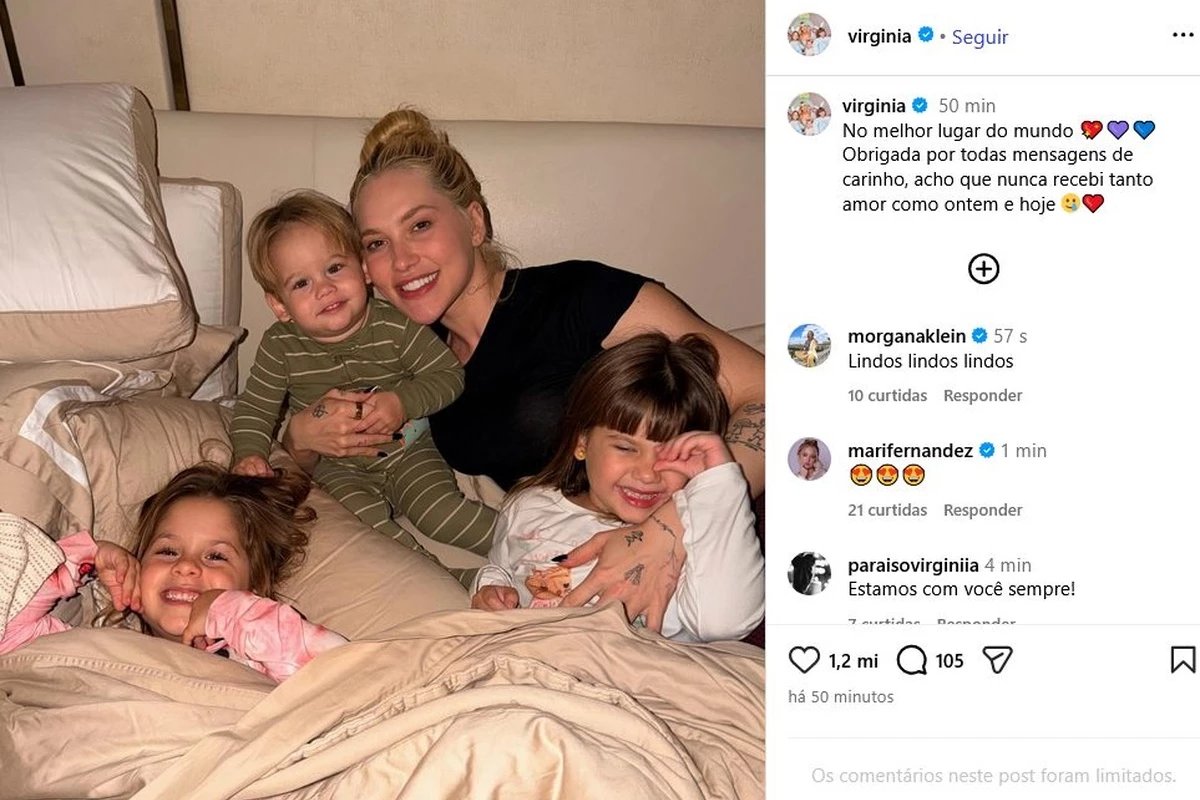 Virginia reaparece com os filhos apos farpas de Piovani e