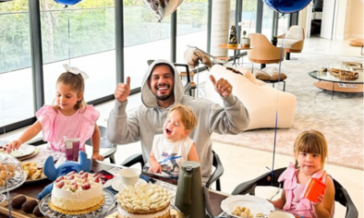 Ze Felipe celebra 28 anos na companhia dos tres filhos