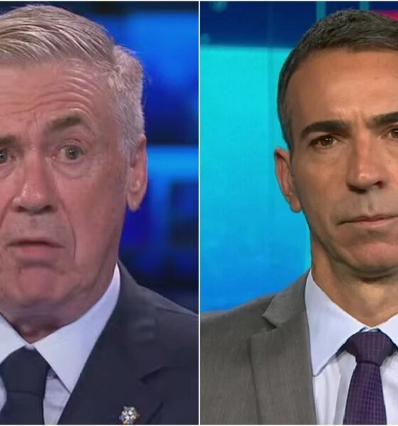 Carlo Ancelotti responde Cesar Tralli na lata apos pergunta sobre