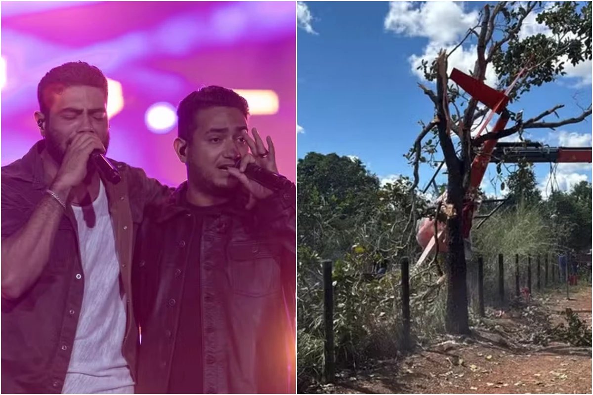 Helicoptero da dupla Henrique amp Juliano cai em fazenda tres