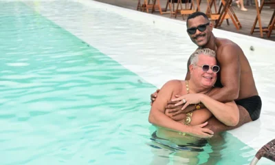 Milton Cunha curte piscina com marido em hotel na.webp