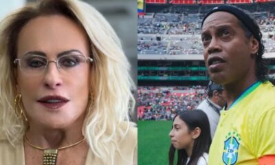Ronaldinho Gaucho da bolo em programa ao vivo e leva