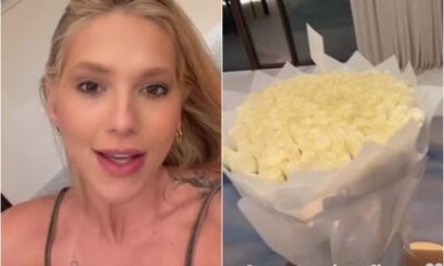 Solteira Virginia recebe flores e se manifesta sem medo nas