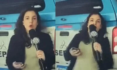 Susto reporter do SBT e atropelada ao vivo por viatura