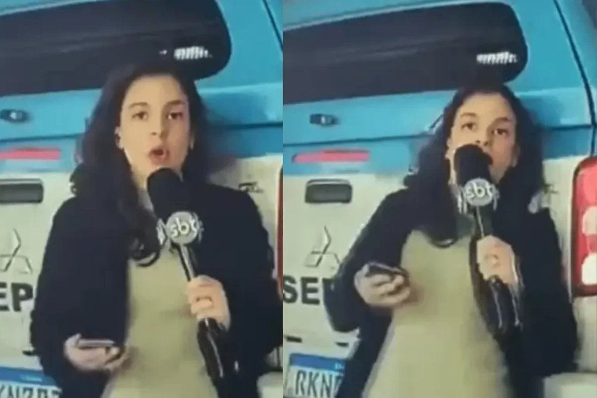 Susto reporter do SBT e atropelada ao vivo por viatura