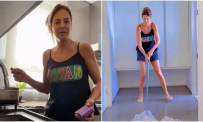Ticiane Pinheiro mostra dia de faxina Lavar louca e.webp