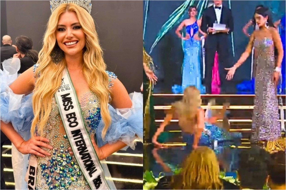 Video Miss Brasil leva um baita tombo durante concurso realizado