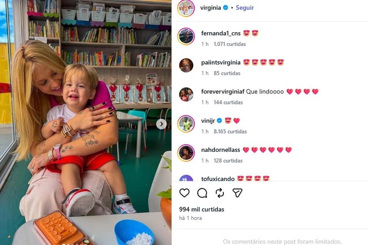 Vini Jr reage a apresentacao do filho de Virginia e