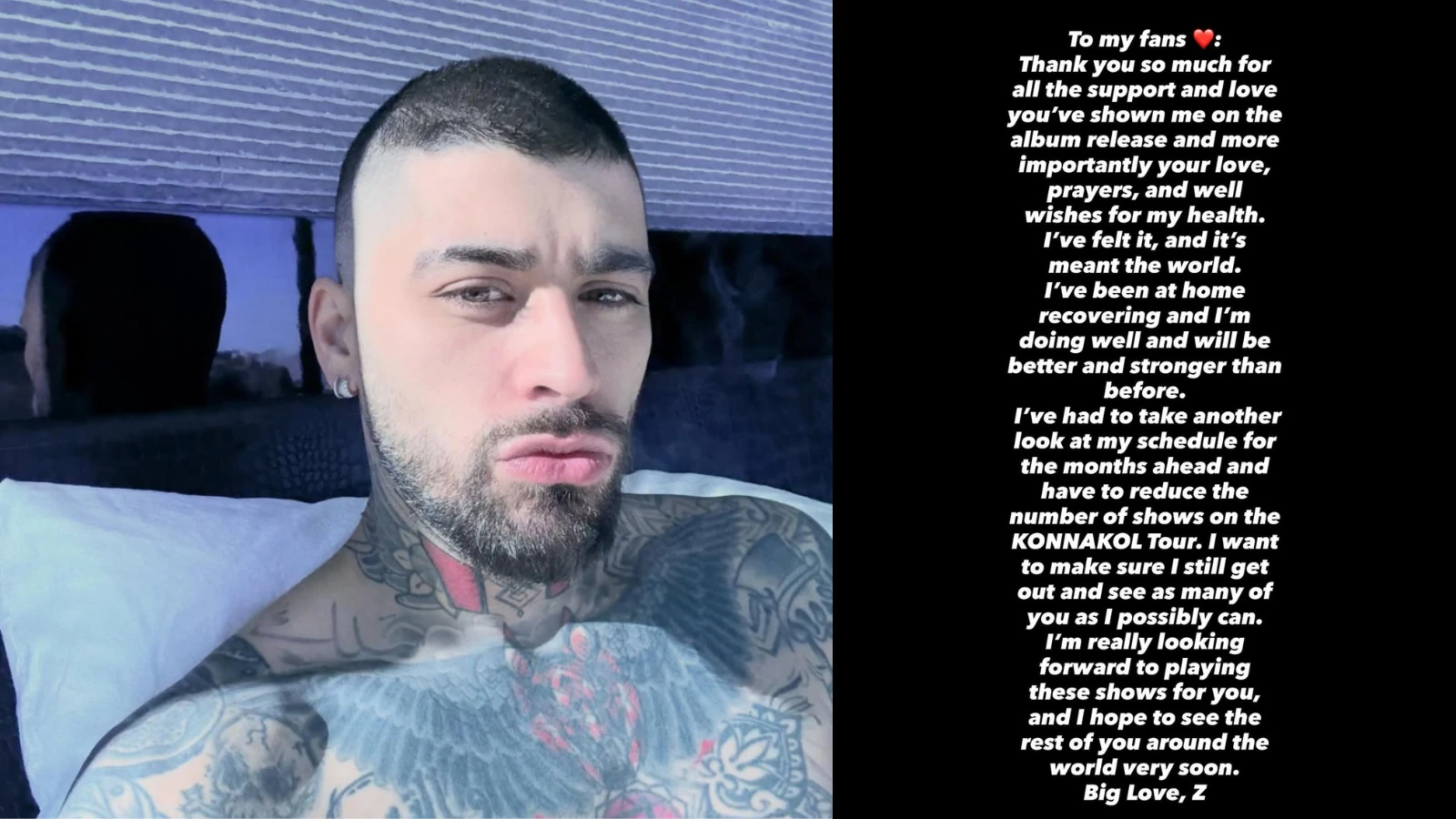 Zayn Malik atualiza estado de saude e cancela shows.webp