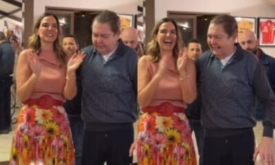 Em rara aparicao Faustao celebra o aniversario da esposa Luciana