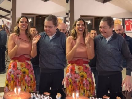 Em rara aparicao Faustao celebra o aniversario da esposa Luciana